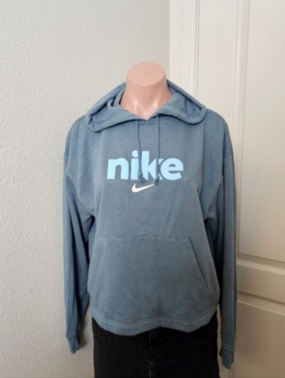 Nike Light Blue Logo Crewneck Hoodie Sweater Sz S
